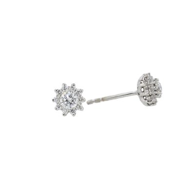 18ct White Gold Diamond Cluster Earrings