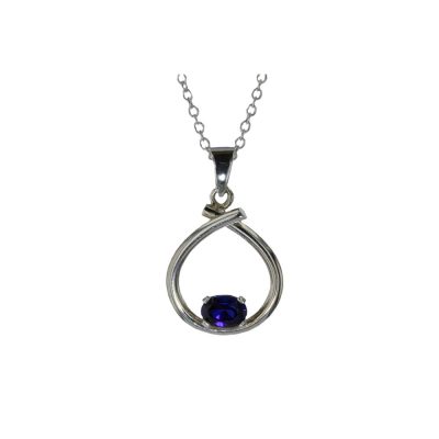 Sterling Silver Handforged Pendant with Iolite