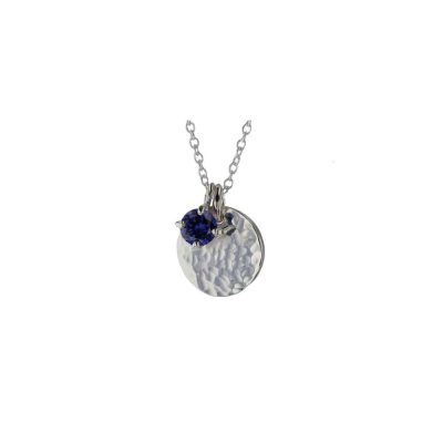 Sterling Silver Hammered Finish Tanzanite Pendant