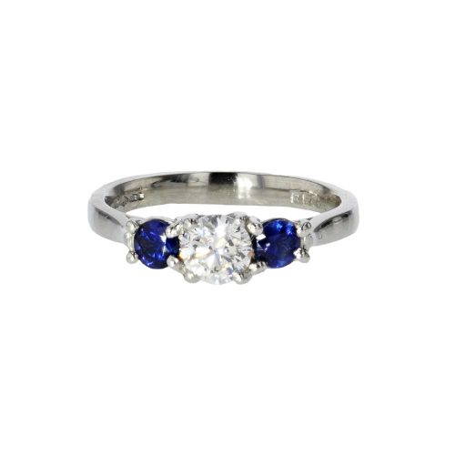 Engagement and Diamond Rings Diamond and Sapphire 3 Stone Platinum Ring