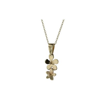 9ct Yellow Gold Burren Flower Pendant with 2 Flowers