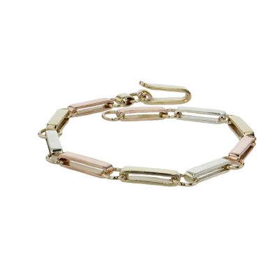 Yellow, White and Rose Gold Handmade Link Bracelet