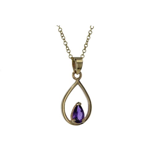 Gold Pendants 9ct Yellow Gold Pear Shaped Amethyst Pendant