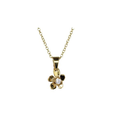 Burren Collection 9ct Yellow Gold Small Burren Flower Pendant with CZ