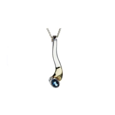 Blue Topaz Silver Pendant with 9ct Gold Overlay