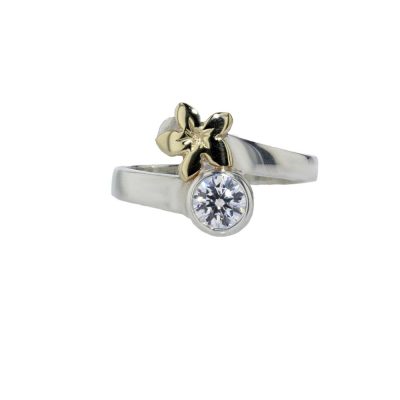 Sterling Silver Ring with 9ct Yellow Gold Burren Flower