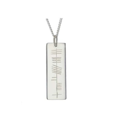 Sterling Silver Ogham Rectangular Pendant