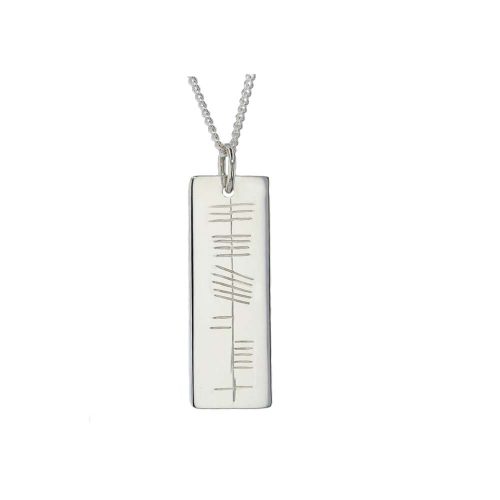 Gents Jewellery Sterling Silver Ogham Rectangular Pendant