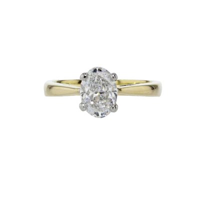 Oval 1.20ct Diamond Solitaire Ring with 18ct Yellow Gold Band