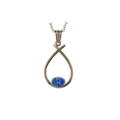 9ct Yellow Gold Blue Swarovski Crystal Pendant