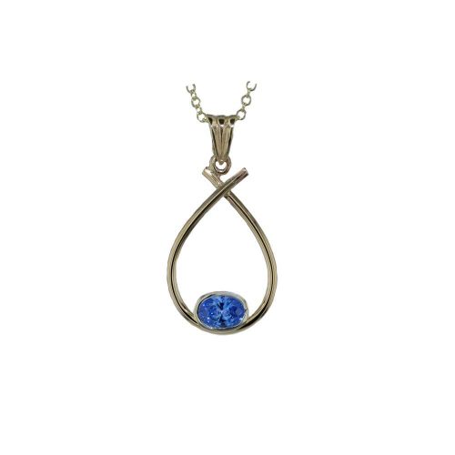 Gold Pendants 9ct Yellow Gold Blue Swarovski Crystal Pendant