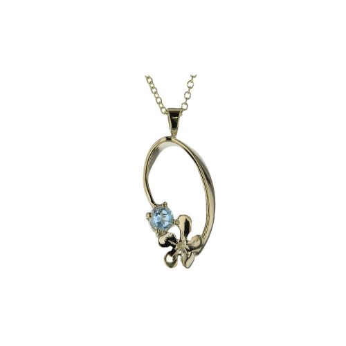 Burren Collection Burren Flower Pendant with Blue Topaz and Saxifrage Burren Flower