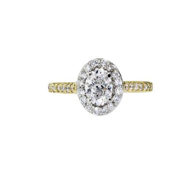 0.70ct Oval Diamond Cluster Ring, with Diamond set Shoulders
