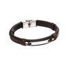 Gents Jewellery Brown & Black Woven Leather ID Bracelet