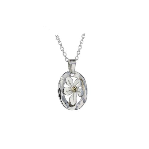 Burren Collection Oval Sterling Silver Burren Flower Pendant