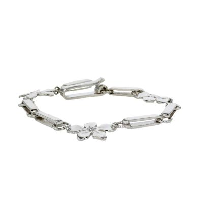 Sterling Silver Burren Flower Flat Link Bracelet