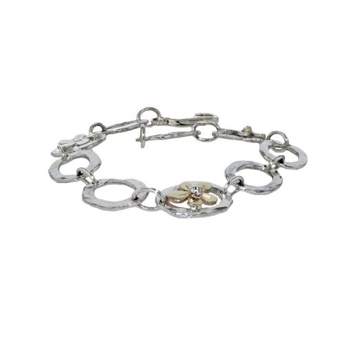 Bracelets Oval Link Bracelet with Hammered Finish & Burren Flowers