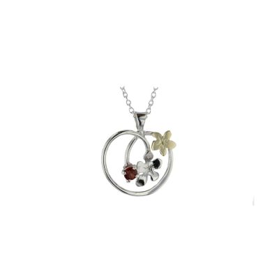 Burren Flower Pendant with Garnet & Yellow Gold Burren Flower