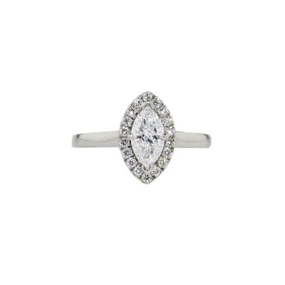 Platinum and Marquise Cut Diamond Engagement Ring