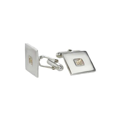 Sterling Silver Burren Cufflinks inset 9ct. Gold Dolmen