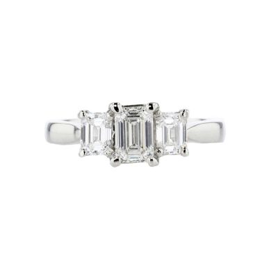 1.22ct Three Stone Emerald Cut Diamond Ring