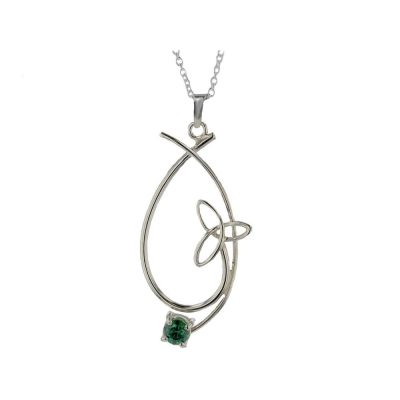 Trinity Knot Pendant with Green CZ