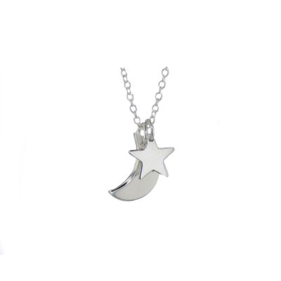 Moon and Star Pendant in Sterling Silver