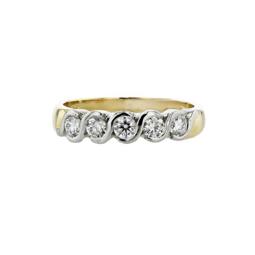 Dress Rings 5 Diamond Wave Eternity Ring set in Platinum