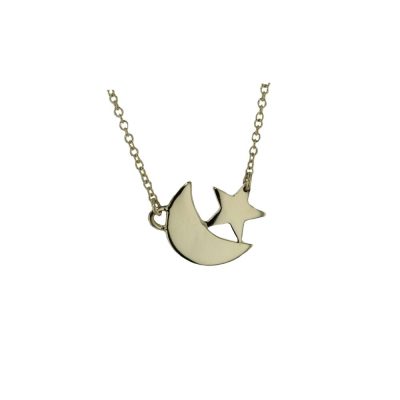 Moon & Star Necklace in 9ct Yellow Gold