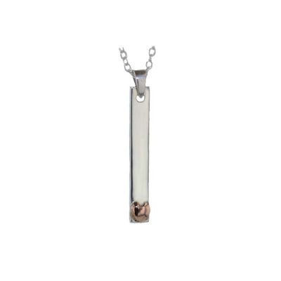 Sterling Silver Ingot Pendant with Rose Gold Heart