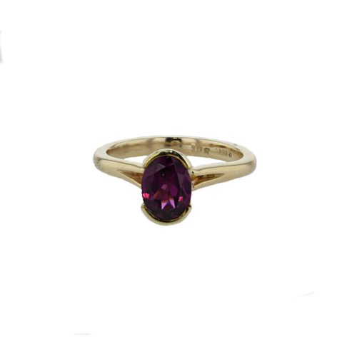 Dress Rings 1.40ct. Oval Rhodolite Garnet in a Half Bezel Setting