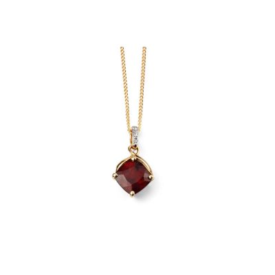9ct Gold Garnet & Diamond Pendant