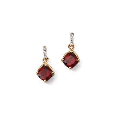 9ct Gold Garnet & Diamond Earrings