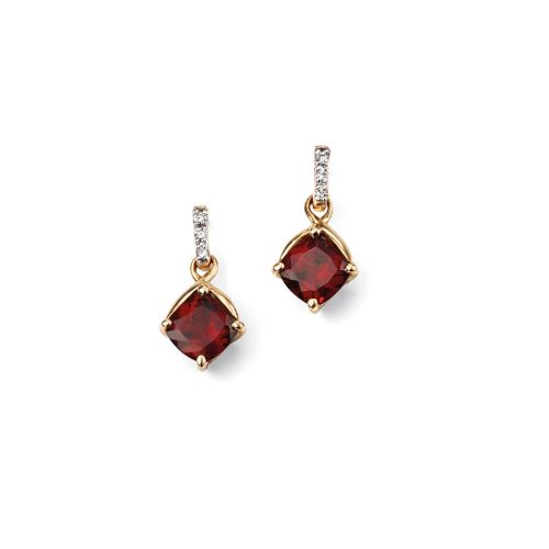 Earrings 9ct Gold Garnet & Diamond Earrings