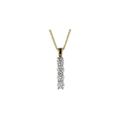 4 Stone Diamond Pendant set in 18ct. White Gold, 18ct Yellow Gold Chain