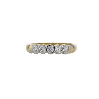 Diamond Wave Eternity Ring set in Platinum, 18ct Yellow Gold Band