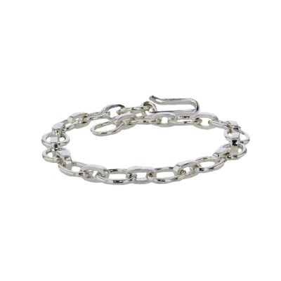 Handmade Sterling Silver Bracelet with Oval & Flat Links