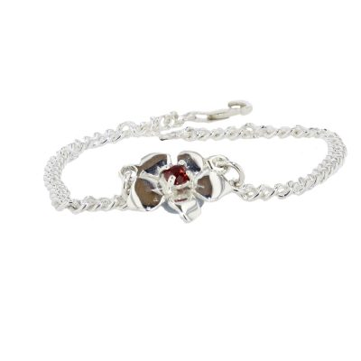 Sterling Silver Burren Flower Garnet Bracelet