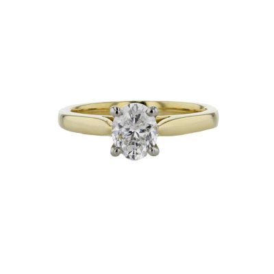 Oval .80ct Diamond Solitaire Ring with 18ct Yellow Gold Band