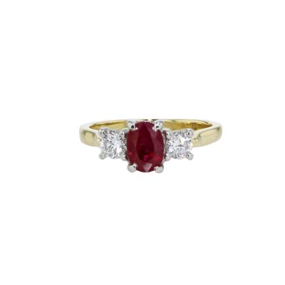 3 Stone 1.41ct Ruby & Diamond Ring