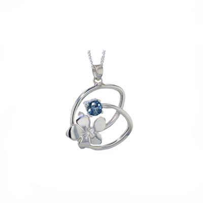 London Blue Topaz Intertwining Burren Flower Pendant