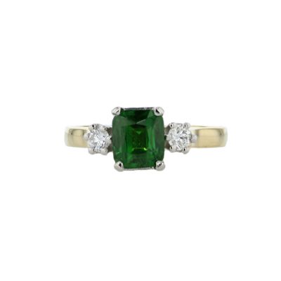 Exquisite 1.63ct Tsavorite and Diamond Ring