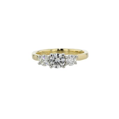 3 Stone Diamond Trilogy Ring, 18ct Yellow Gold