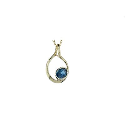 London Blue Topaz Handforged in Yellow Gold