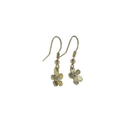 9ct. Yellow Gold Drop Burren Flower Earrings