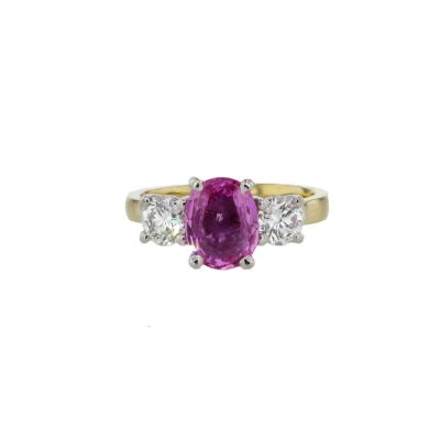 2.02ct Oval Pink Sapphire & Diamond Ring