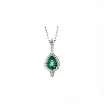 Emerald & Diamond 18ct White Gold Pendant