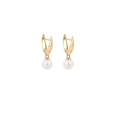 9ct Gold & Freshwater Pearl Fine Tapered Earrings