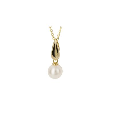 9ct Gold & Freshwater Pearl Fine Tapered Pendant