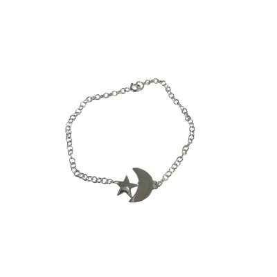 Handmade Star and Moon Bracelet in Sterling Silver